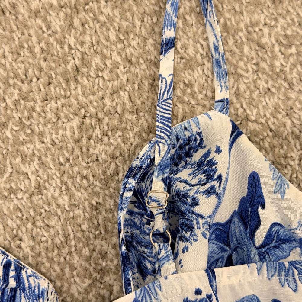 Cider Blue and White Tropical Slip Dress - Picture 8 of 8
